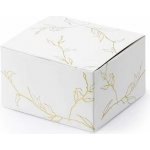 Dárková svatební krabička bílá se zlatými lístky - 1 ks – Sleviste.cz