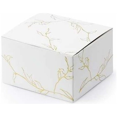 Dárková svatební krabička bílá se zlatými lístky - 1 ks – Sleviste.cz