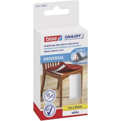 TESA On & Off 55231-03-00 pásek se suchým zipem, lepicí, k našití, háčková a flaušová část, (d x š) 1000 mm x 20 mm, bíl – Hledejceny.cz