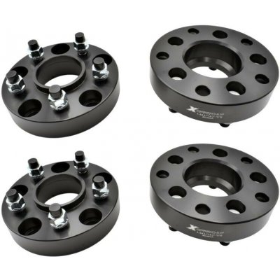 Sada adaptérů na kola 5x5 @ 5x4,5, Černá, Hliník, 4 ks, Jeep Wrangler JK, Grand Cherokee WJ, WK, Commander XK @ Jeep Wrangler TJ, YJ, Cherokee XJ ... | Zboží Auto