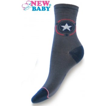 NEW BABY dětské bavlněné ponožky šedé s hvězdičkou šedé
