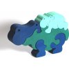 Dřevěná hračka Fauna Puzzle Hroch modrý rodinka masiv