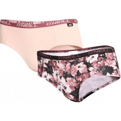 O'Neill HIPSTER FLORAL&PLAIN 2 PACK Dámské kalhotky růžová – Zboží Mobilmania