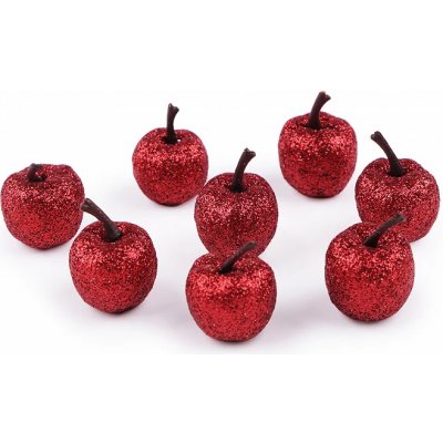 Umělá jablíčka s glitry červená
