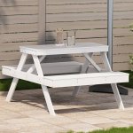 OMAXI 457003 Piknikový stůl bílý 105 x 134 x 75 cm masivní borové dřevo – Hledejceny.cz