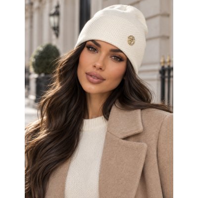 Fashionweek Dámská čepice beanie z viskózy s ozdobným logem S3289 krémová – Hledejceny.cz