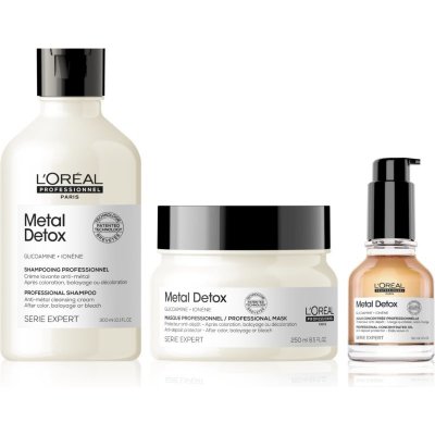 L’Oréal Professionnel Serie Expert hloubkově čisticí šampon pro barvené a poškozené vlasy 300 ml + hloubkově vyživující maska pro barvené a poškozené vlasy 250 ml + vyživující olej na vlasy proti láma