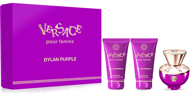 Versace Dylan Purple Dárková sada, Parfémovaná voda 50 ml + Tělové mléko 50 ml + Sprchový gel 50 ml