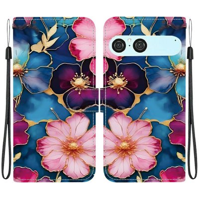 VSECHNONAMOBIL ART Peněženkový obal Sony Xperia 10 VII BLUE PINK FLOWER – Zboží Živě
