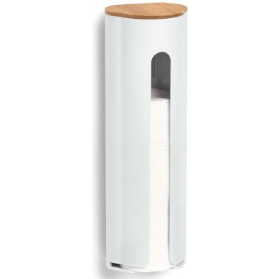 Zeller Present Zásobník na odličovací tampóny i sáčkovník, bílý, bambusové víčko Z18884 – Zboží Mobilmania