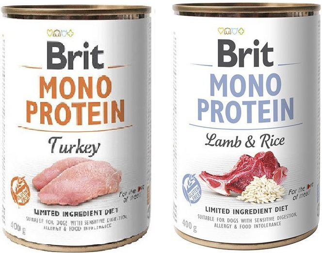 Brit Mono Protein Turkey 12 x 400 g a Brit Mono Protein Lamb & Rice 12 x 400 g