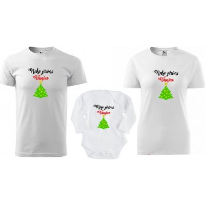 Rodinná Vánoční trička Dětské body pro miminko s potiskem Moje první Vánoce