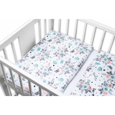 Baby Nellys povlečení Růžičky bílé 120x90 cm – Zboží Mobilmania