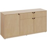 KU2-15DZ P skříňka nízká 3-dveřová, zásuvky, 740x1522x400, provedení pravé, bříza světlá – Zboží Dáma