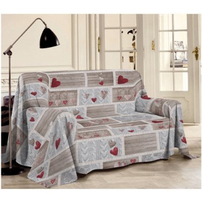 Shabby Přikrývka na gauč love rudá Rudá 250x290 – Zboží Mobilmania