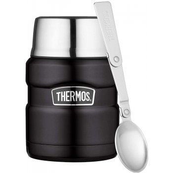 Thermos na jídlo se skládací lžící a šálkem 0,47 l černá