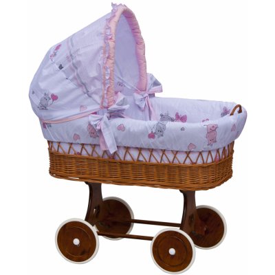 Scarlet Proutěný košík na miminko s boudičkou Pupis růžová – Zboží Mobilmania