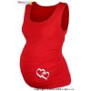 Těhotenské a kojící tričko Mamitati top Dana s potiskem srdíček červená