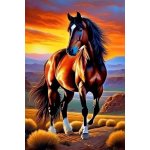 Norimpex diamantové malování Hnědý kůň při západu slunce 30 x 40 cm – Sleviste.cz