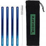 Ecocare ekologická kovová brčka Maxi Blue 21,5 × 1,2 cm 4 ks – Zboží Dáma