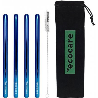 Ecocare ekologická kovová brčka Maxi Blue 21,5 × 1,2 cm 4 ks – Zboží Dáma