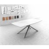Jídelní stůl DELIFE Jídelní stůl Edge zaoblená 200x100cm Laminam® keramika bílá podnož ve tvaru "V" černá