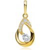 Přívěsky Šperky Eshop Zlatý přívěsek ze žlutého zlata otevřený obrys slzy čiré zirkony S5GG261.49