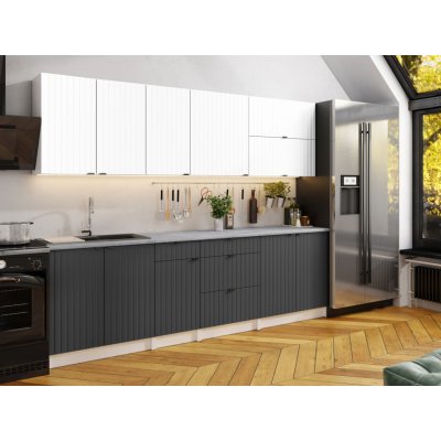 FRONTI Kuchyňská linka PEREA 260 cm Bílá/Grafit – Sleviste.cz