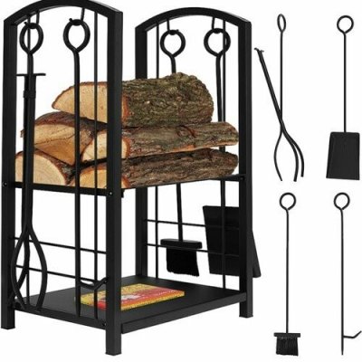 Kaminer PK011 Koš na dřevo a krbové nářadí 30 × 40 × 73 cm – Zboží Dáma