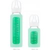 Láhev a nápitka EcoViking Kojenecké láhev skleněná úzká silikonový obal zelený mátový 240ml