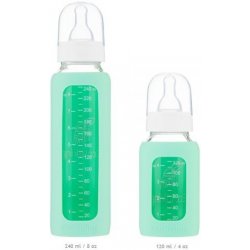 EcoViking Kojenecká lahev skleněná úzká silikonový obal zelená mátová 120 ml
