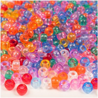 Plastové korálky barevné průhledné 0,9x0,6cm, 1000ks – Zbozi.Blesk.cz