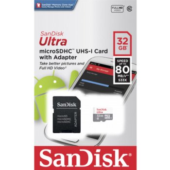 SanDisk microSDHC 32 GB UHS-I U1 SDSQUNS-032G-GN3MA