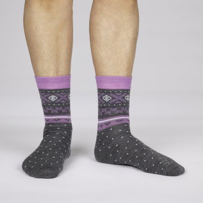 SAFA dámské merino ponožky s folklorním vzorem šedé