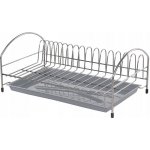 Odkapávač odkapávač na nádobí stojící na nádobí talíře 40 cm stříbrný s táckou – Zboží Dáma