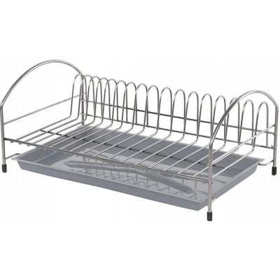 Odkapávač odkapávač na nádobí stojící na nádobí talíře 40 cm stříbrný s táckou – Zboží Dáma