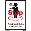 Piktogram Walteco Samolepka "STOP - prosím udržujte rozestup 2 m", 210 × 297 mm, formát A4 Množství: 10 ks , 20910BP2