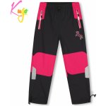 Kugo DK7131 Dívčí zateplené šusťákové kalhoty černo růžové