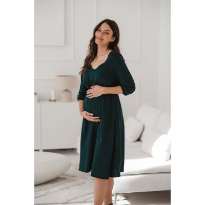 Těhotenské kojící šaty 3/4 rukáv Lovely Midi Dress Ocean Green – Zboží Dáma