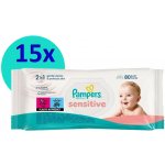 Pampers Sensitive dětské čisticí ubrousky 15 x 80 ks – Sleviste.cz