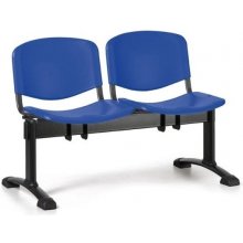 Plastová lavice do čekáren, 2 sedáky, modré, černé nohy, slevy