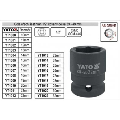 Yato Nástavec 1/2" rázový šestihranný 27 mm – Zboží Dáma