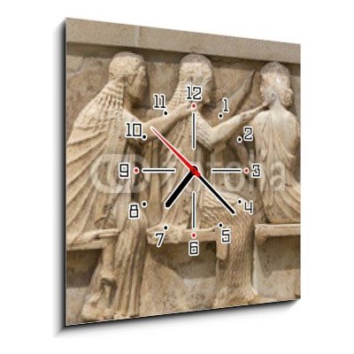 Obraz s hodinami 1D - 50 x 50 cm - Ancient Greek Temple Frieze detail, Delhpi, Greece Starověký řecký chrám Detail fríze, Delhpi, Řecko – Hledejceny.cz