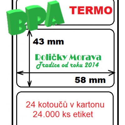 Termo etiketa 58/43/40 1000 ks v kotoučku cena za: 1 ks kotouček