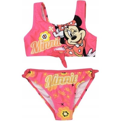 SunCity · Dětské / dívčí dvoudílné plavky Minnie Mouse s květinami - Disney Růžová
