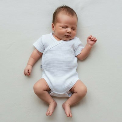 Baby Service Zavinovací kojenecké body mušelín Bílá – Sleviste.cz