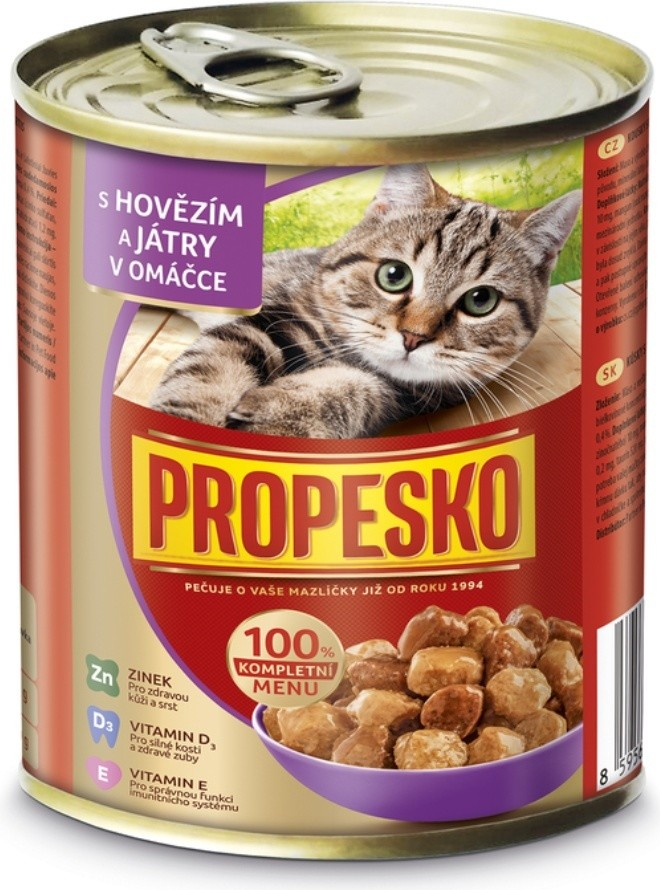 Propesko Cat hovězí a játra v ŽELÉ 6 x 830 g