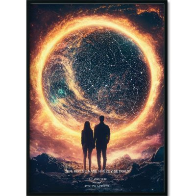 Jen tak z lásky Hvězdná mapa životního okamžiku - Váš originální dárek s hloubkou Rozměr plakátu: 40 × 50 cm (tištěný plakát), Barva pozadí: Bílá – Zboží Dáma