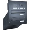 Poštovní schránka 2x poštovní schránka D-041 k zazdění do sloupku + čelní deska s 2x zvonkem a kamerou ABB - lakovaná - RAL 9005 MAT. - ČERNÁ