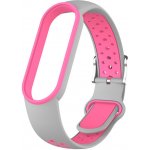 Xiaomi Mi Band 5/6/7 EF náhradní náramek s kovovým zapínáním Šedorůžová MBSCZ-7EF10 – Zboží Živě